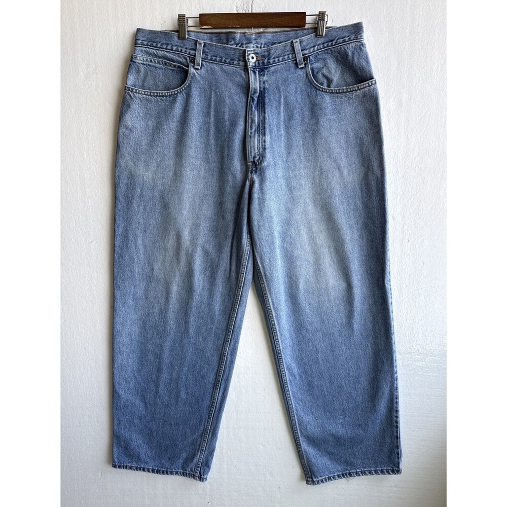 Vintage 90s Levi's 595 Baggy Straight Fit Jeans Denim Blue Size 38x30 Y2K Grunge